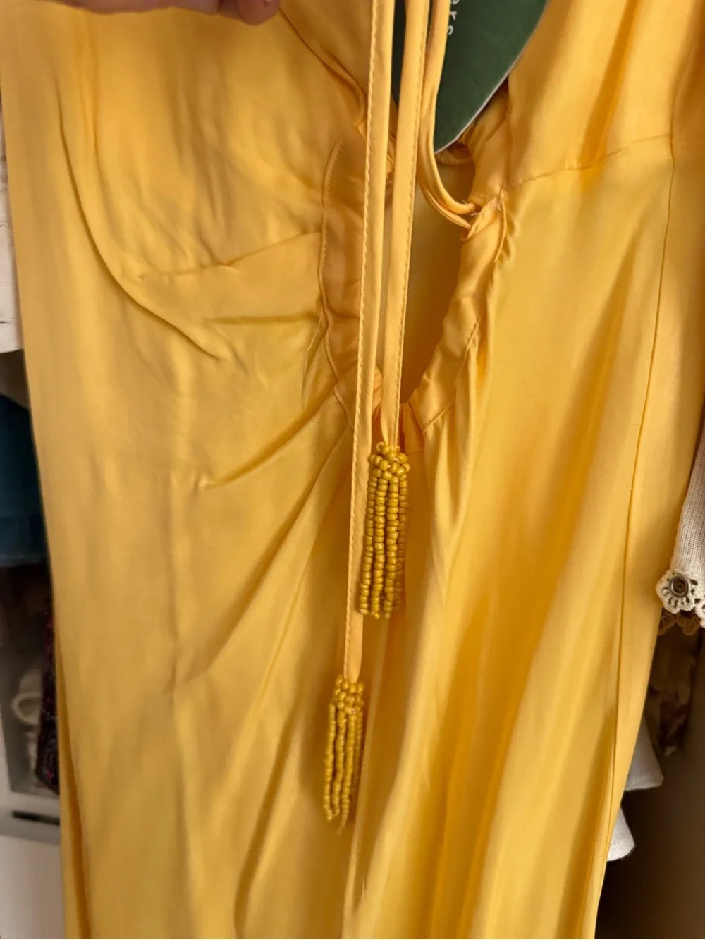 NWT Farm Rio Yellow Cutout Long Sleeve Maxi Dress - Picture 4 of 8